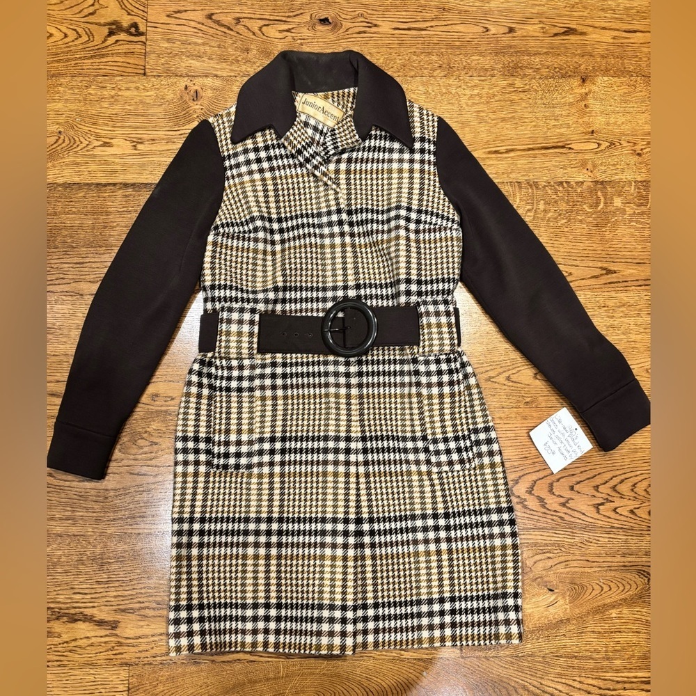 1960s Junior Accents by Frank Adam’s Plaid Dress W/ Zipper Junior Size L Vintage